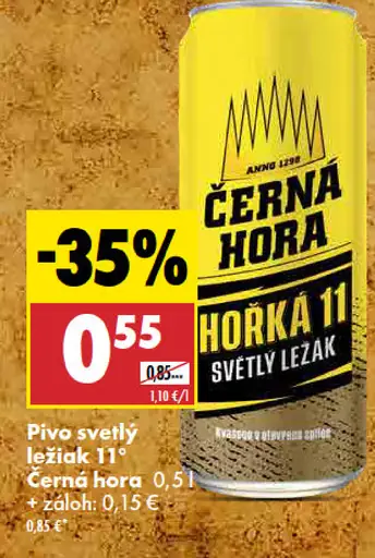 Černá Hora Horka 11 svetlý ležiak plechovka