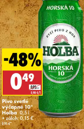 Holba Horská 10 svetlé výčapné pivo plechovka