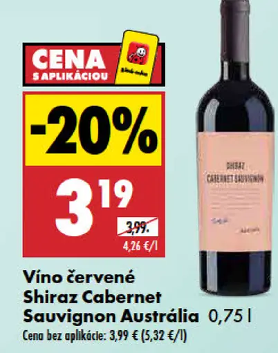 Vino červené Shiraz Cabernet Sauvignon Austrália