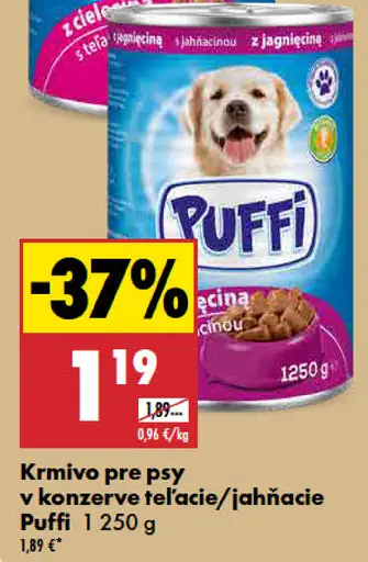 Puffi krmivo pre psy v konzerve hovädzie/kuracie