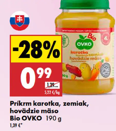 Bio OVKO príkrm karotka, zemiak, hovädzie mäso