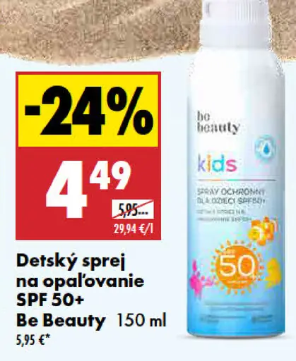 Detský sprej na opaľovanie SPF 50+ Be Beauty