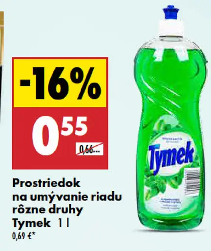 Tymek prostriedok na umývanie riadu rôzne druhy