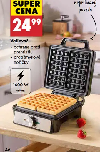 Hoffen vafľovač s nepriľnavým povrchom, ochranou proti prehriatiu a protišmykovými nožičkami