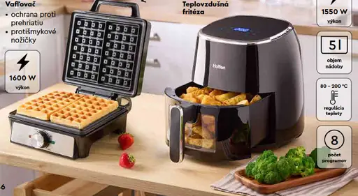 Hoffen teplovzdušná fritéza s časovačom na 60 minút, reguláciou teploty 80–200 °C a 8 programami