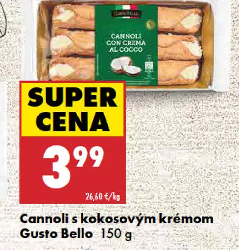 Gusto Bello Cannoli s kokosovým krémom
