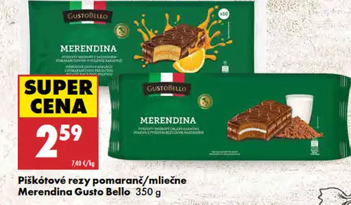 Gusto Bello piškótové rezy pomaranč/mliečne Merendina