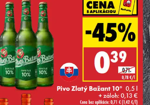 Zlatý Bažant 10% svetlé výčapné pivo