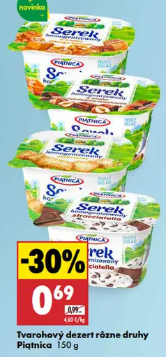 Tvarohový dezert Piatnica Serek homogenizovaný, rôzne druhy