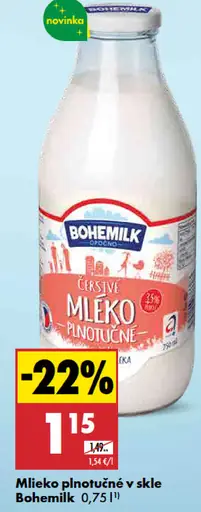 Bohemilk plnotučné mlieko v skle