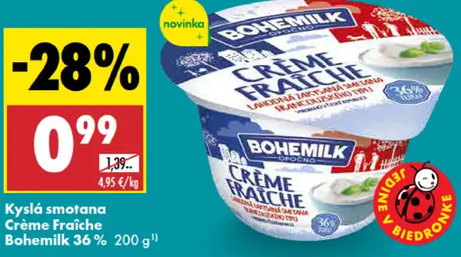 Bohemilk kyslá smotana Crème Fraîche 36 %