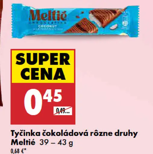 Čokoládová tyčinka Meltie, rôzne druhy