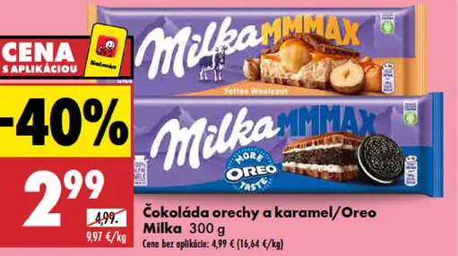 Milka Mmmmax čokoláda Oreo, orechy a karamel