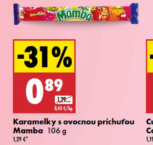 Karamelky s ovocnou príchuťou Mamba
