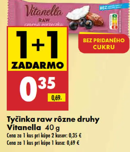 Vitanella tyčinka raw rôzne druhy