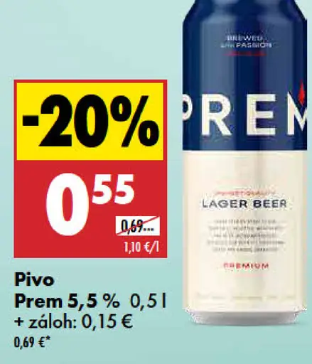 Pivo Prem 5,5 % plechovka