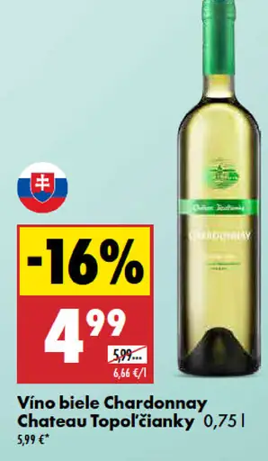 Chateau Topoľčianky víno biele Chardonnay