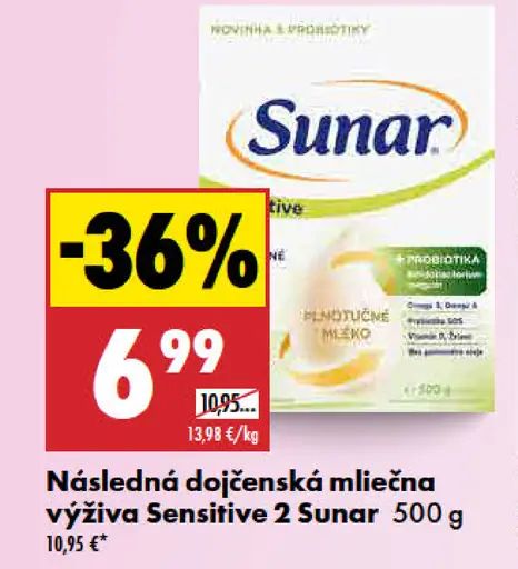 Sunar následná dojčenská mliečna výživa Sensitive 2