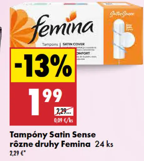 Femina tampóny Satin Sense rôzne druhy
