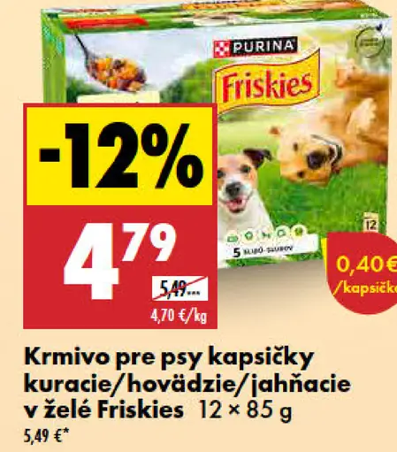 Friskies krmivo pre psy kapsičky kuracie, hovädzie a jahňacie v želé