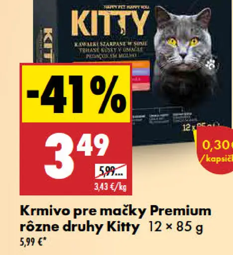 Kitty krmivo pre mačky Premium rôzne druhy