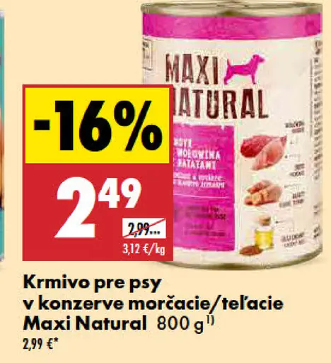 Maxi Natural krmivo pre psy v konzerve rôzne druhy
