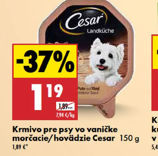 Cesar krmivo pre psy na vaničke morčacie, hovädzie