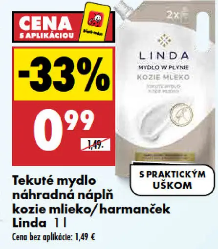 Linda Tekuté mydlo náhradná náplň Kozie mlieko/Harmanček