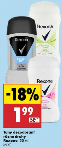 Tuhý dezodorant Rexona rôzne druhy