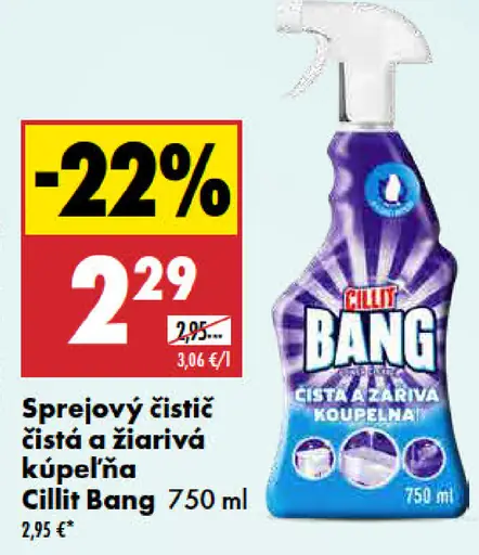 Cillit Bang sprejový čistič čistič a žiarivá kúpeľňa