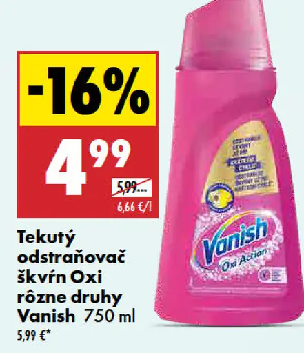 Vanish Oxi tekutý odstraňovač škvŕn