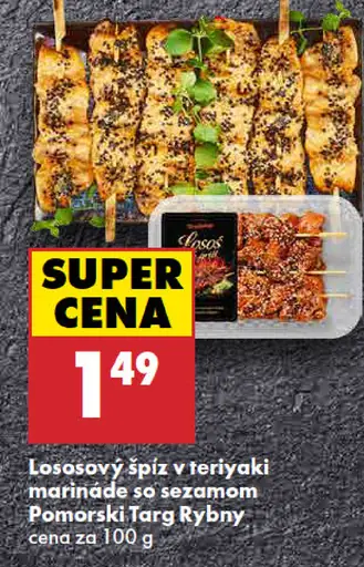 Pomorski Targ Rybny lososový špíz v teriyaki marináde so sezamom