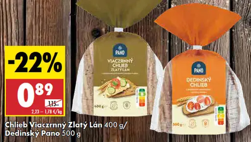 Chlieb viaczrnný Zlatý lán Pano