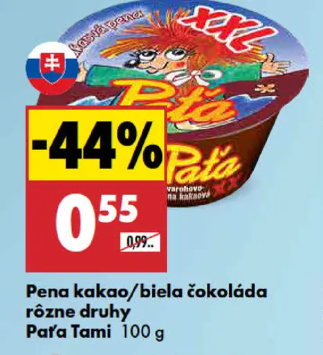 Pena kakao/biela čokoláda rôzne druhy Paťa Tami