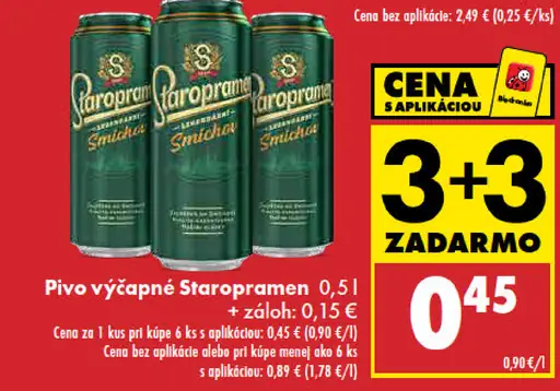 Pivo výčapné Staropramen plechovka