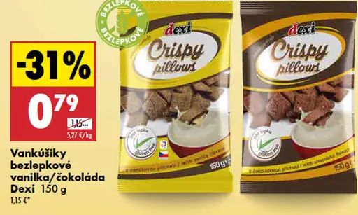 Dexi bezlepkové vanilka/čokoláda vankúšiky