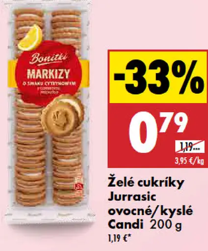 Kyslé želé cukríky Candi Jurassic Sour