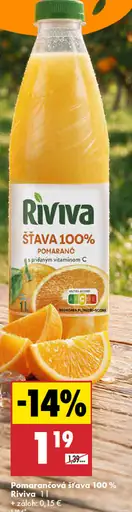 Riviva pomarančová šťava 100 % s pridaným vitamínom C