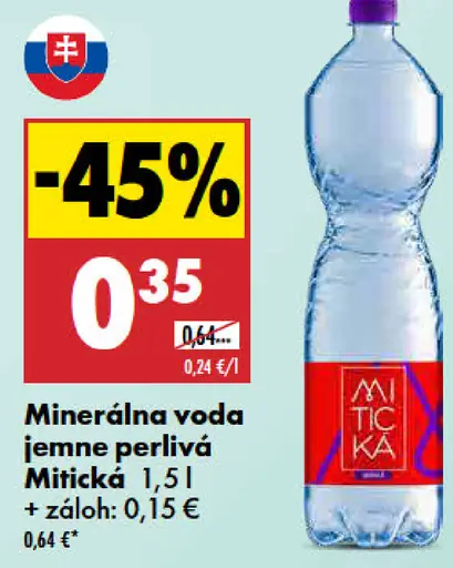 Mitická Minerálna voda jemne perlivá