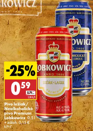 Premium Lobkowicz pivo ležiak
