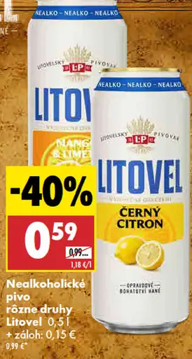 Litovel nealkoholické pivo, rôzne druhy plechovka