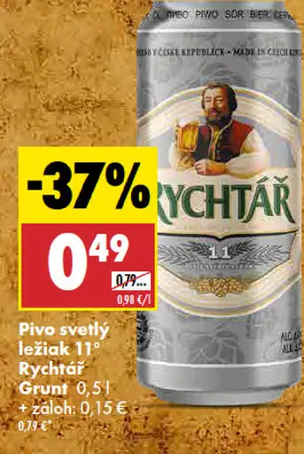 Rychtář Grunt svetlé ležiakové pivo 11° plechovka