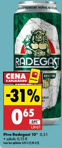 Radegast 10° pivo plechovka