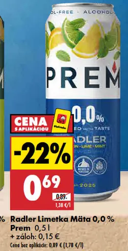 Prem radler limetka mäta 0,0 %