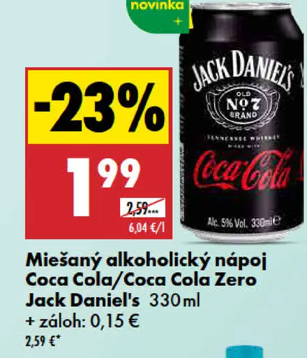 Jack Daniel's cola miešaný alkoholický nápoj