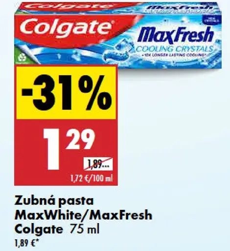 Colgate MaxWhite alebo MaxFresh zubná pasta