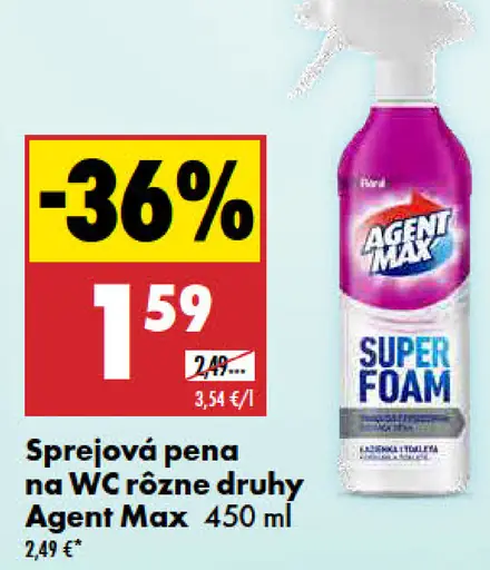 Sprejová pena na WC Agent Max – rôzne druhy