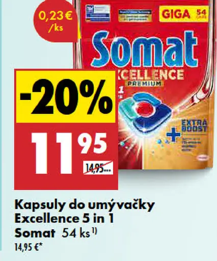 Kapsuly do umývačky Excellence 5 in 1 Somat