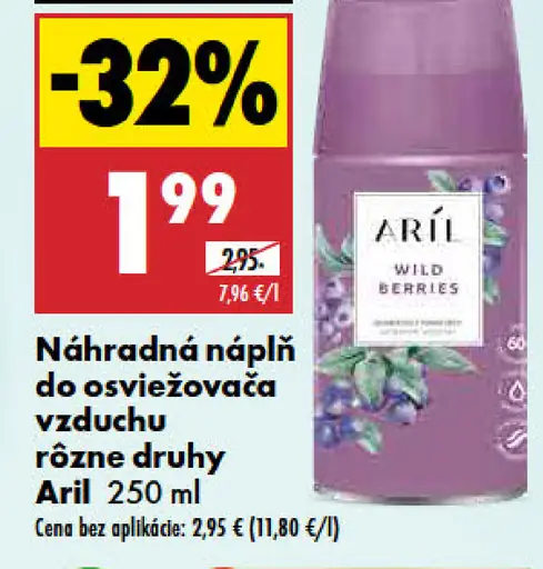 Náhradná náplň do osviežovača vzduchu Aril – rôzne druhy