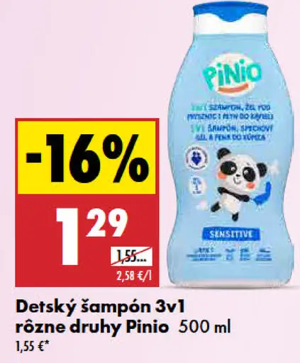 Pinio Detský šampón 3in1 rôzne druhy